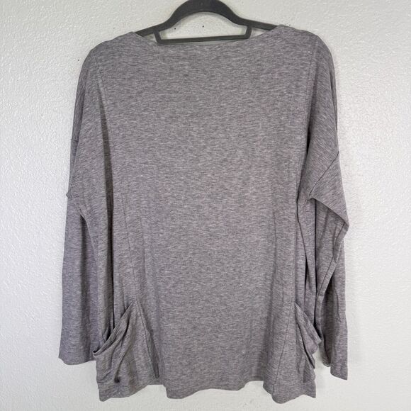 Eileen Fisher Top Womens Medium Tencel Stretch Terry Shirt Lagenlook Pockets NEW - Picture 2 of 12